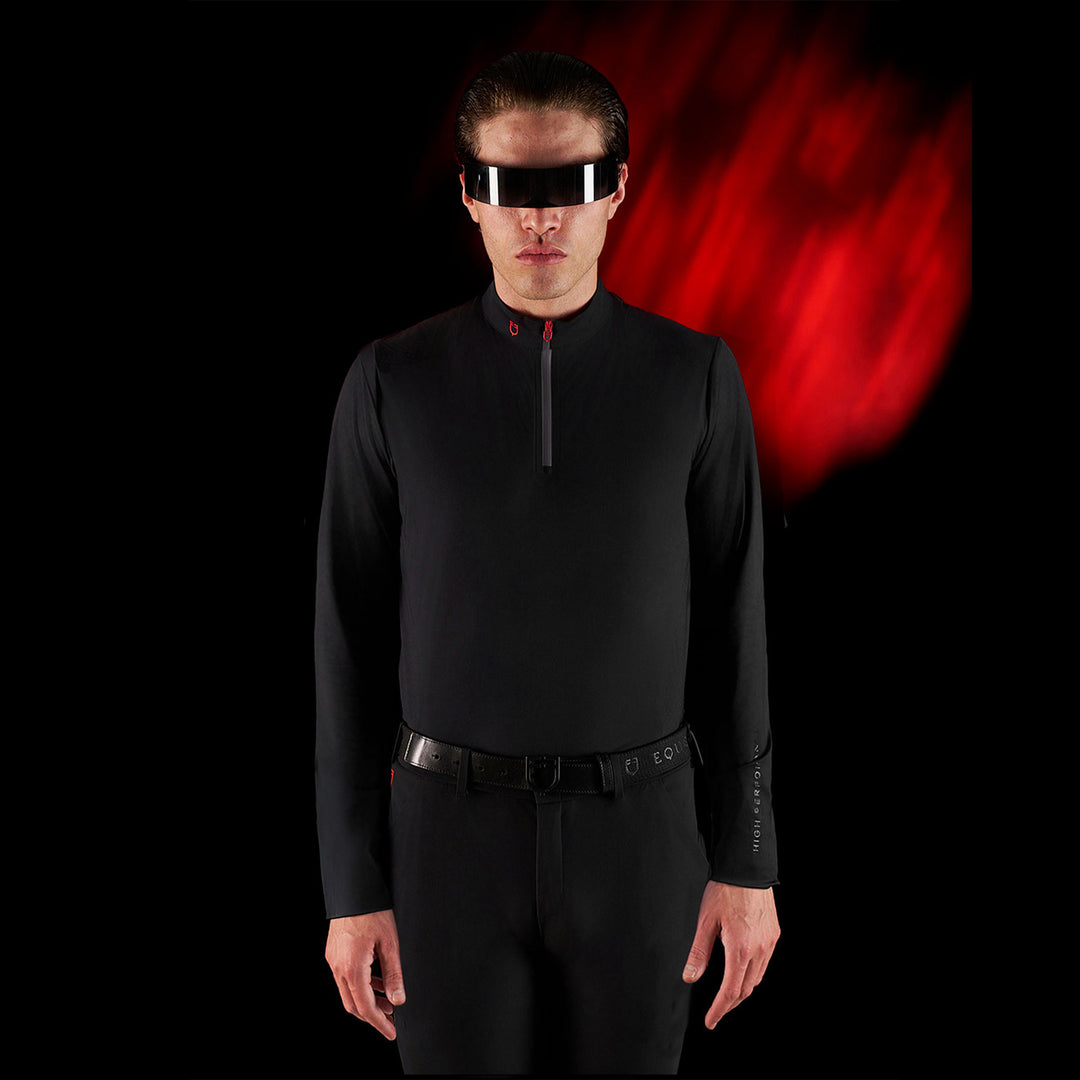 Ridertechnology men's training polo shirt long sleeves and zip