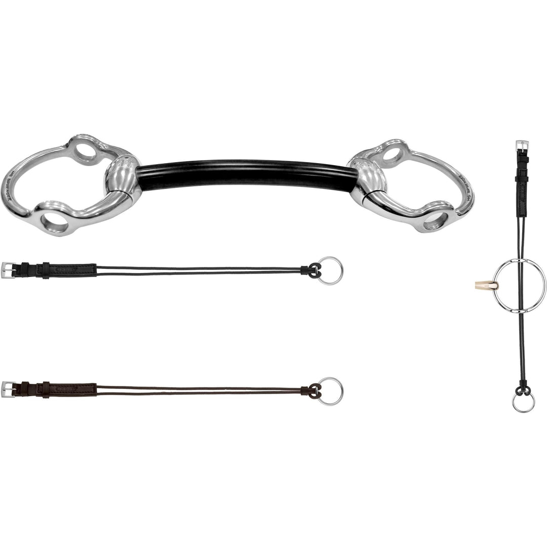 Eggbutt Mullen Mouth Gag bit 16 mm hard carbon with stainless steel gag rings - Stainless steel