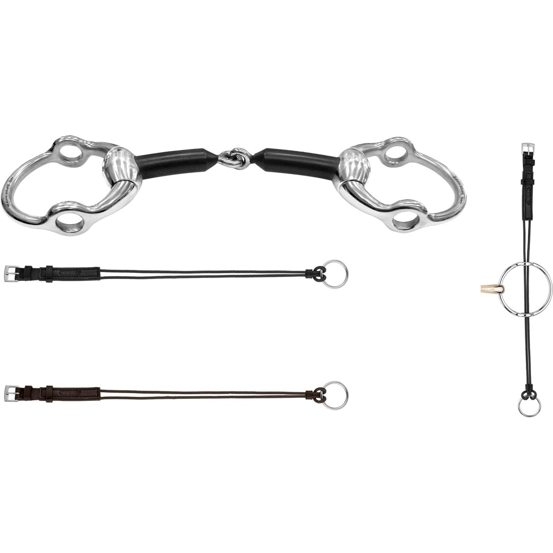 Eggbutt Gag bit 16 mm hard carbon with stainless steel gag rings - Stainless steel