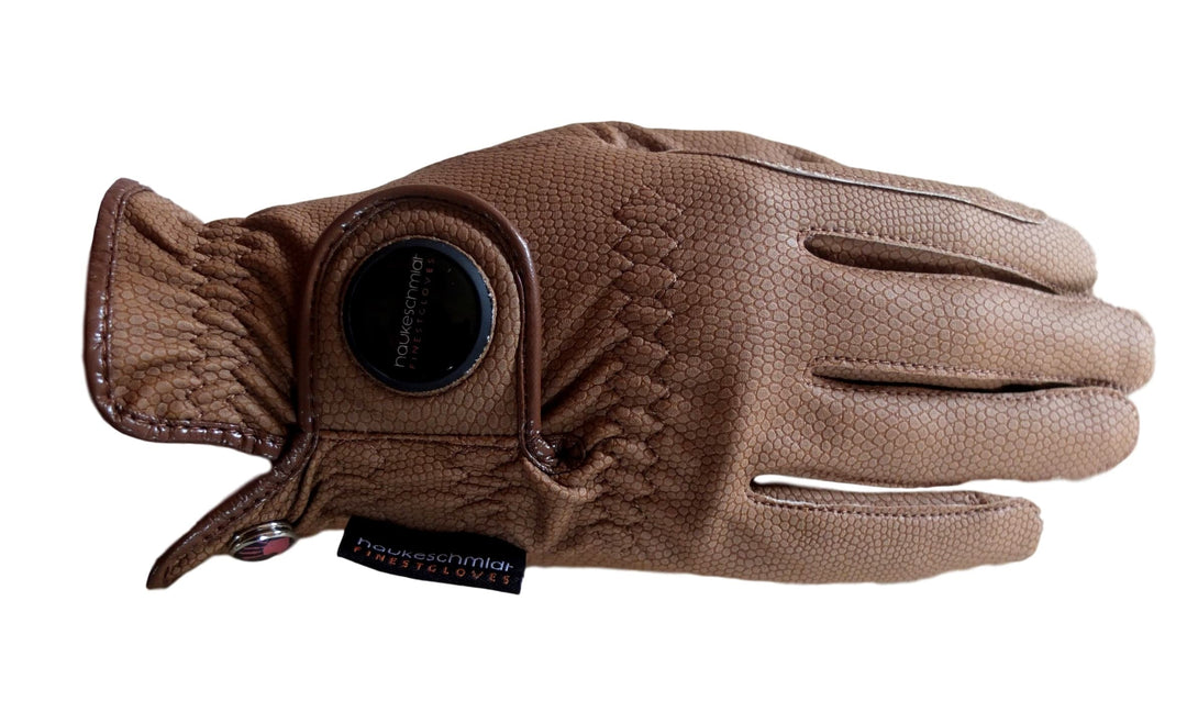 Caramel leather riding glove with a Magic Tack closure