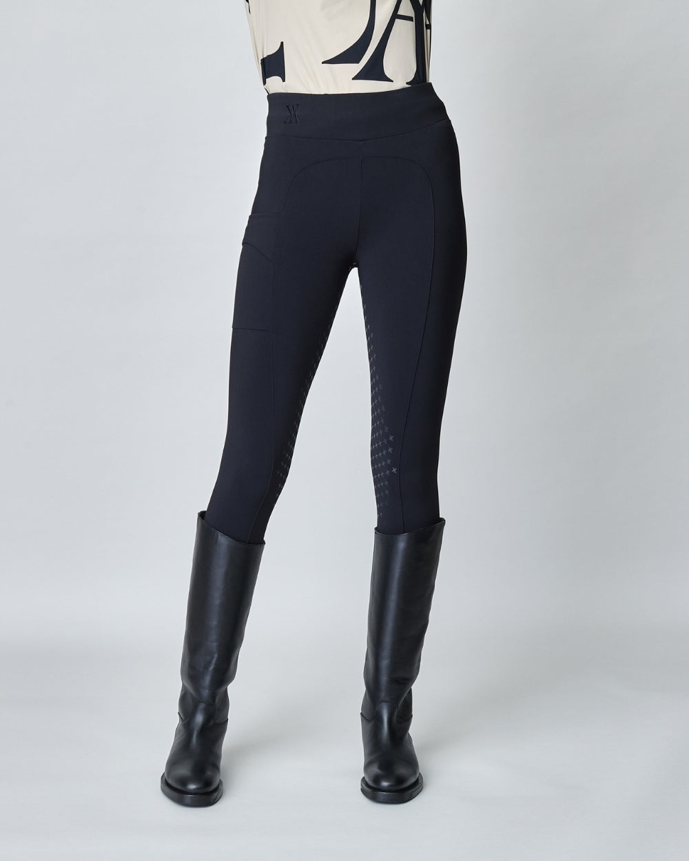 Compression pull-on riding leggings knee grip