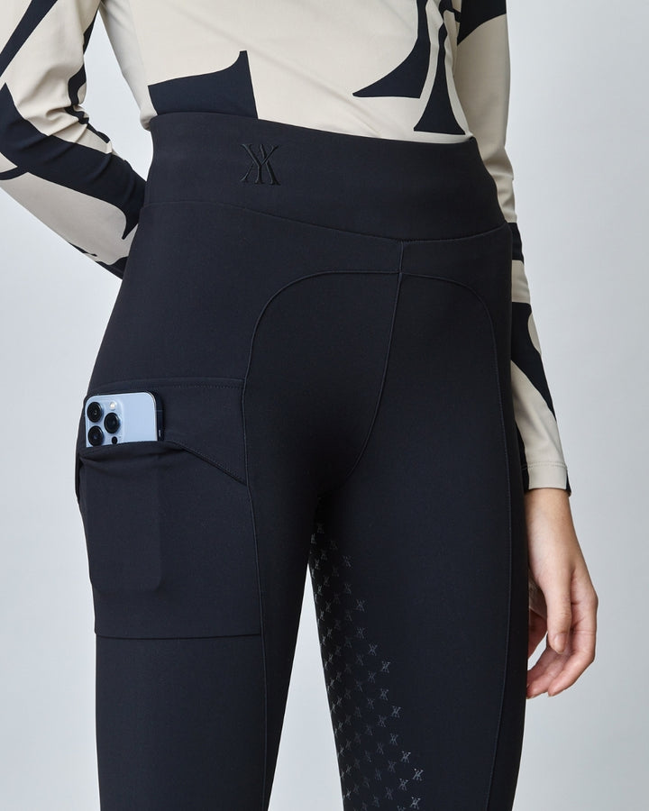 Compression pull-on riding leggings knee grip