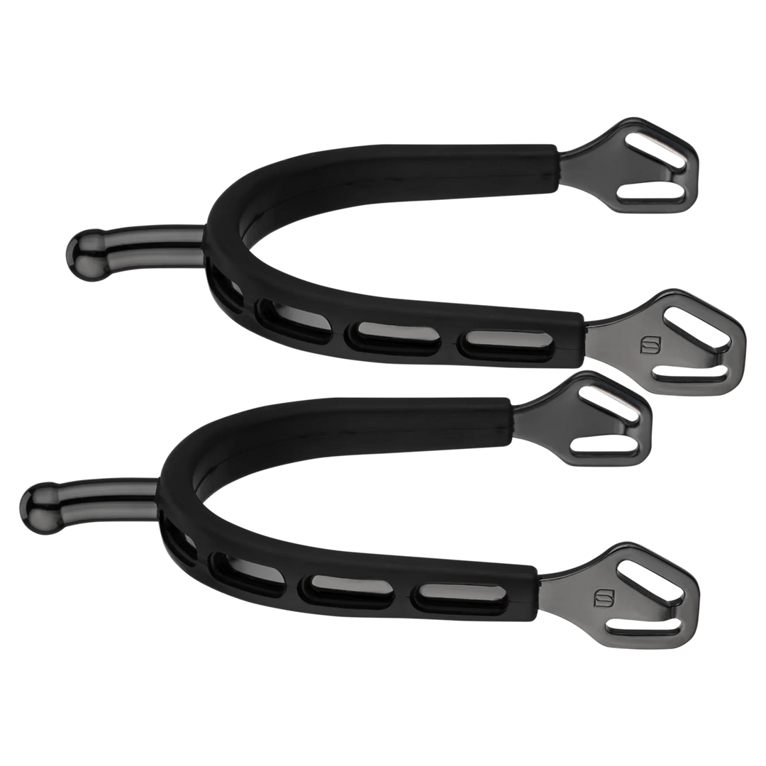 Ultra Fit Extra Grip Spurs "Black Series" With Balkenhol Fastening - Stainless Steel Anthracite, 30 mm Ball-shaped