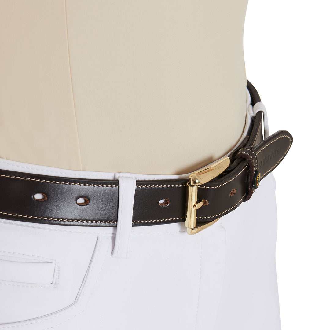 Leather belt with handcrafted embroidery