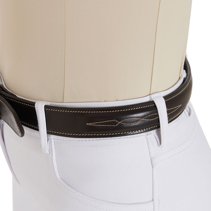 Leather belt with handcrafted embroidery