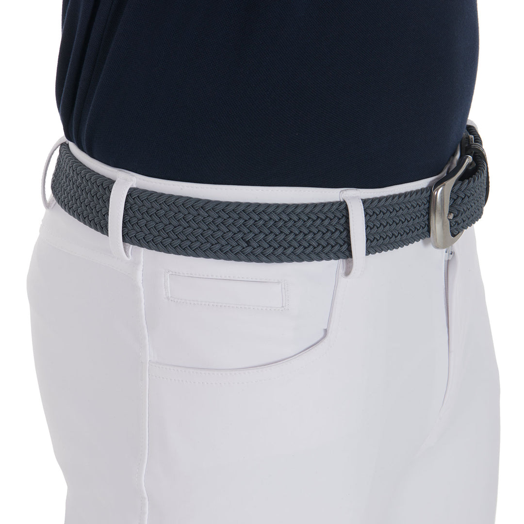 Elasticized belt crossed pattern