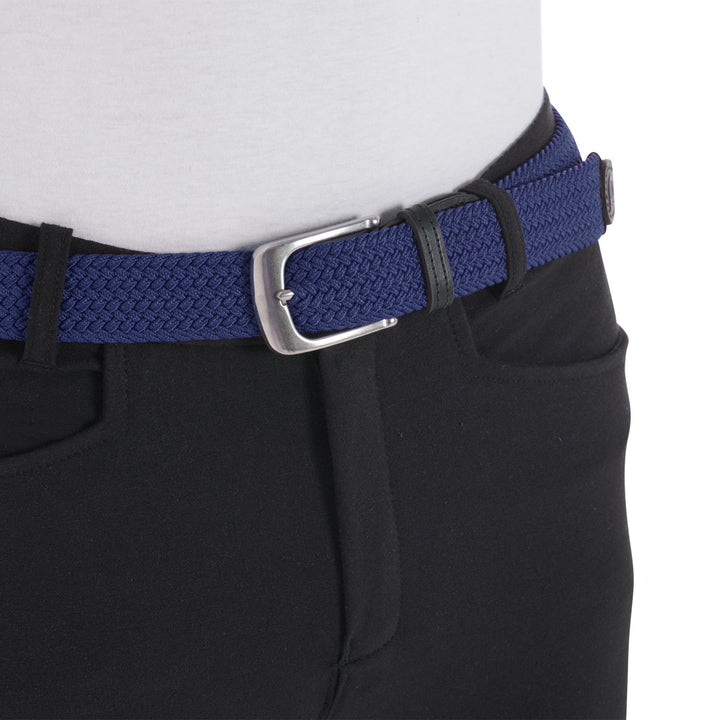 Elasticized belt crossed pattern