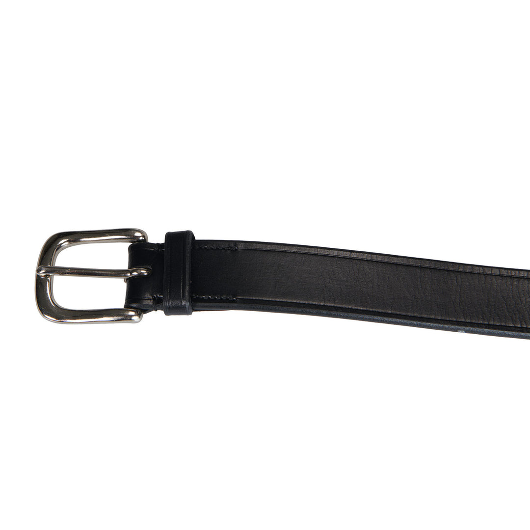 Leather Belt With Black And White Embroidery