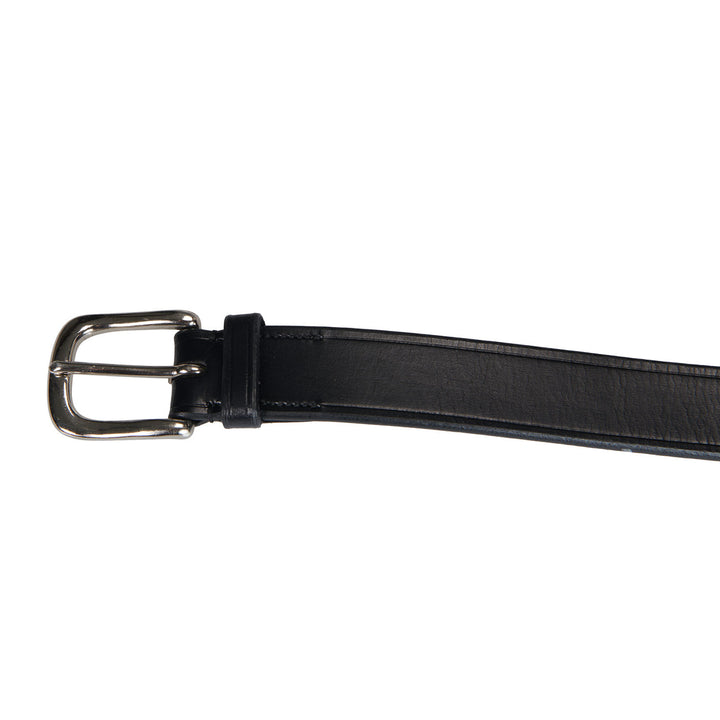 Leather Belt With Black And White Embroidery