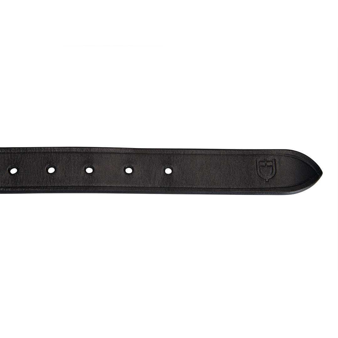 Leather Belt With Black And White Embroidery