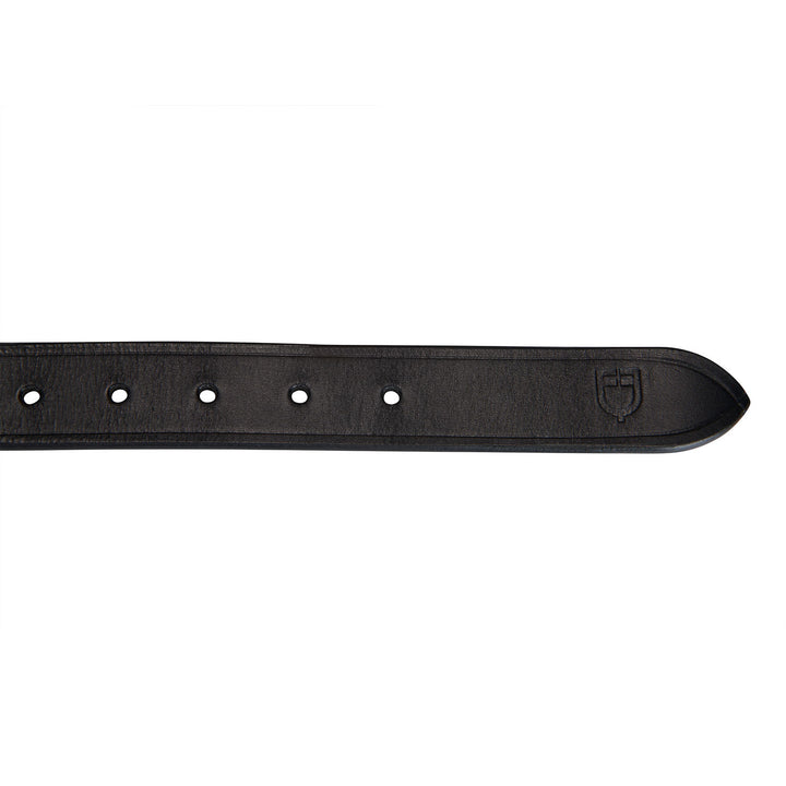 Leather Belt With Black And White Embroidery