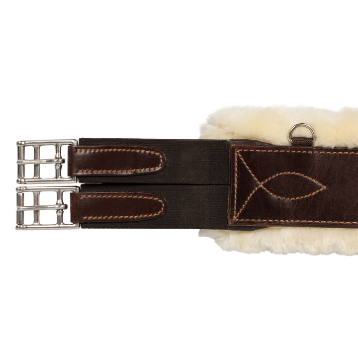 Girth with leather & removable faux sheepskin