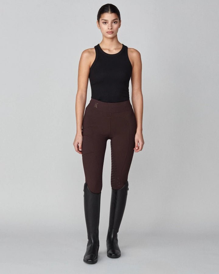 Compression pull-on riding leggings knee grip