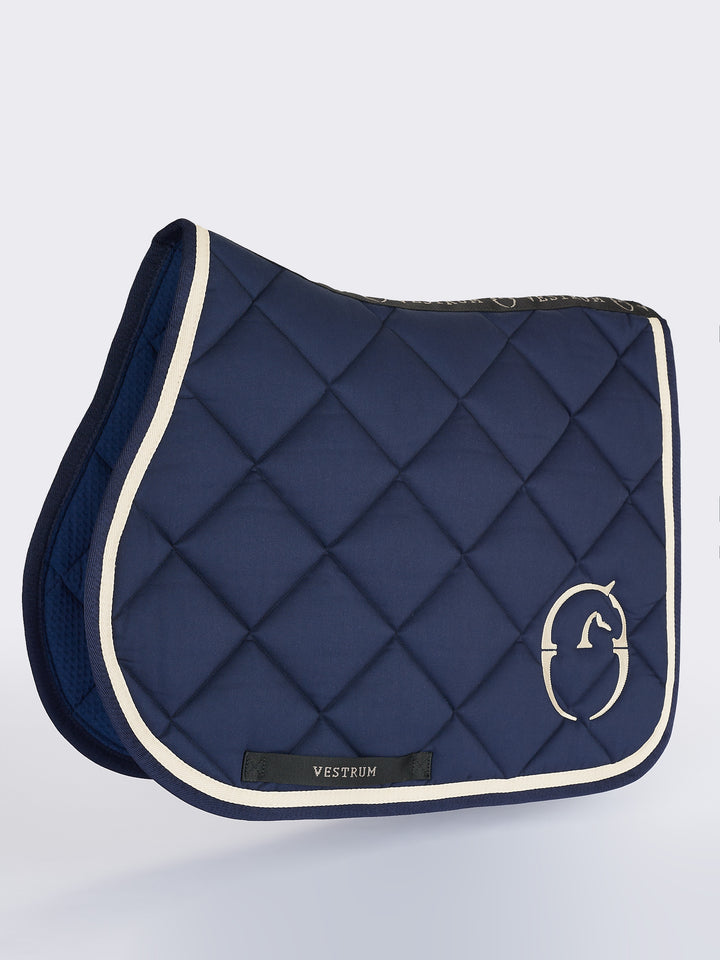 Bonn Saddle Pad & Augusta Ear Net - Navy Blue / Beige