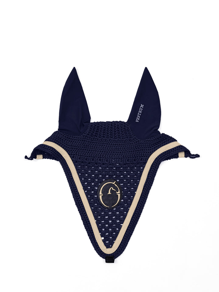 Bonn Saddle Pad & Augusta Ear Net - Navy Blue / Beige