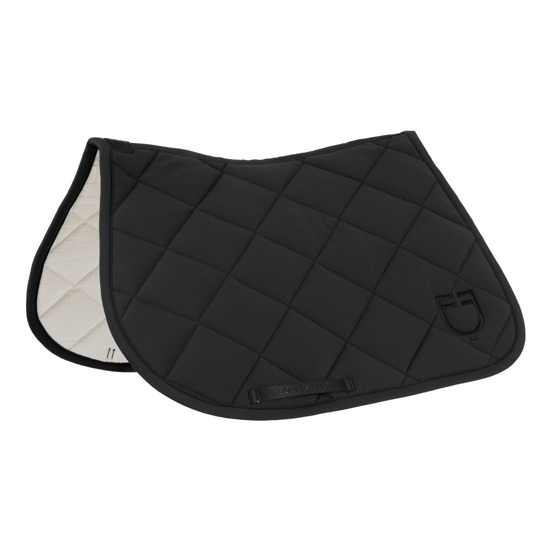 Jumping Saddle Pad With Diamond Quilting And Embroidered Logo - Black