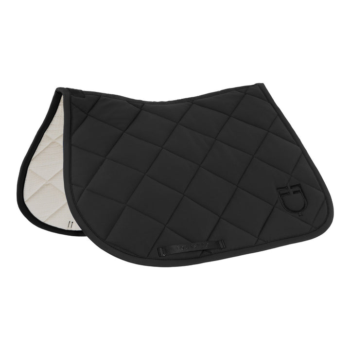 Jumping Saddle Pad With Diamond Quilting And Embroidered Logo - Black