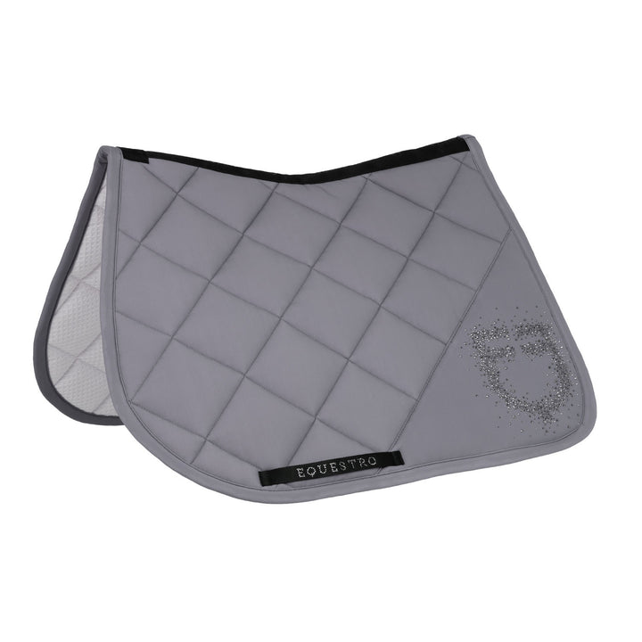 Jumping Saddle Pad With Rhinestone Logo - Frost Grey