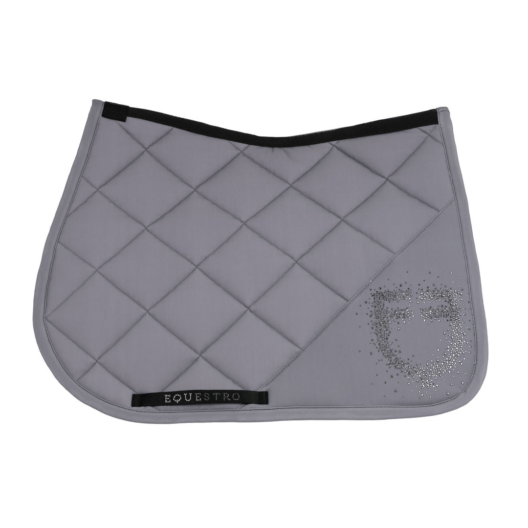 Jumping Saddle Pad With Rhinestone Logo - Frost Grey