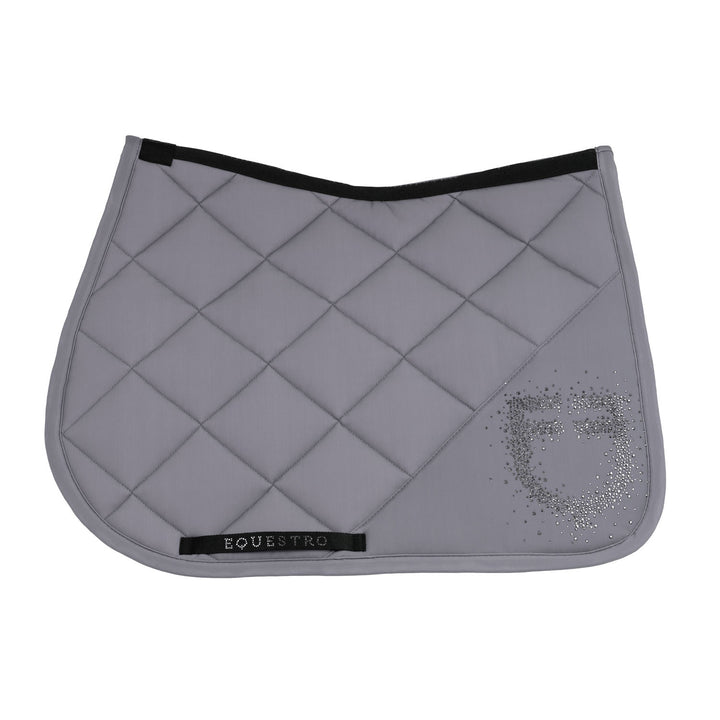 Jumping Saddle Pad With Rhinestone Logo - Frost Grey