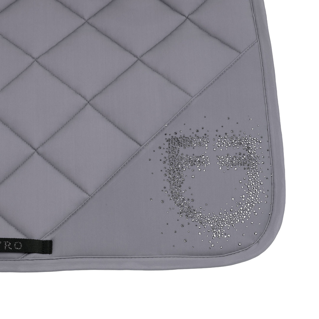 Jumping Saddle Pad With Rhinestone Logo - Frost Grey