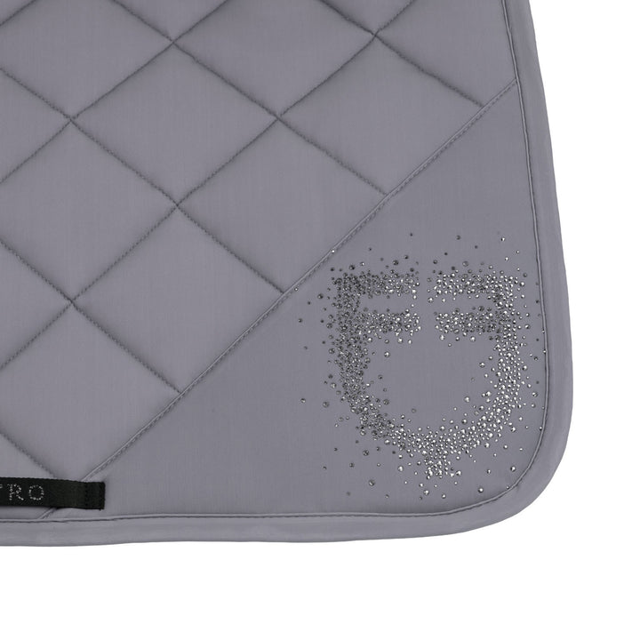 Jumping Saddle Pad With Rhinestone Logo - Frost Grey