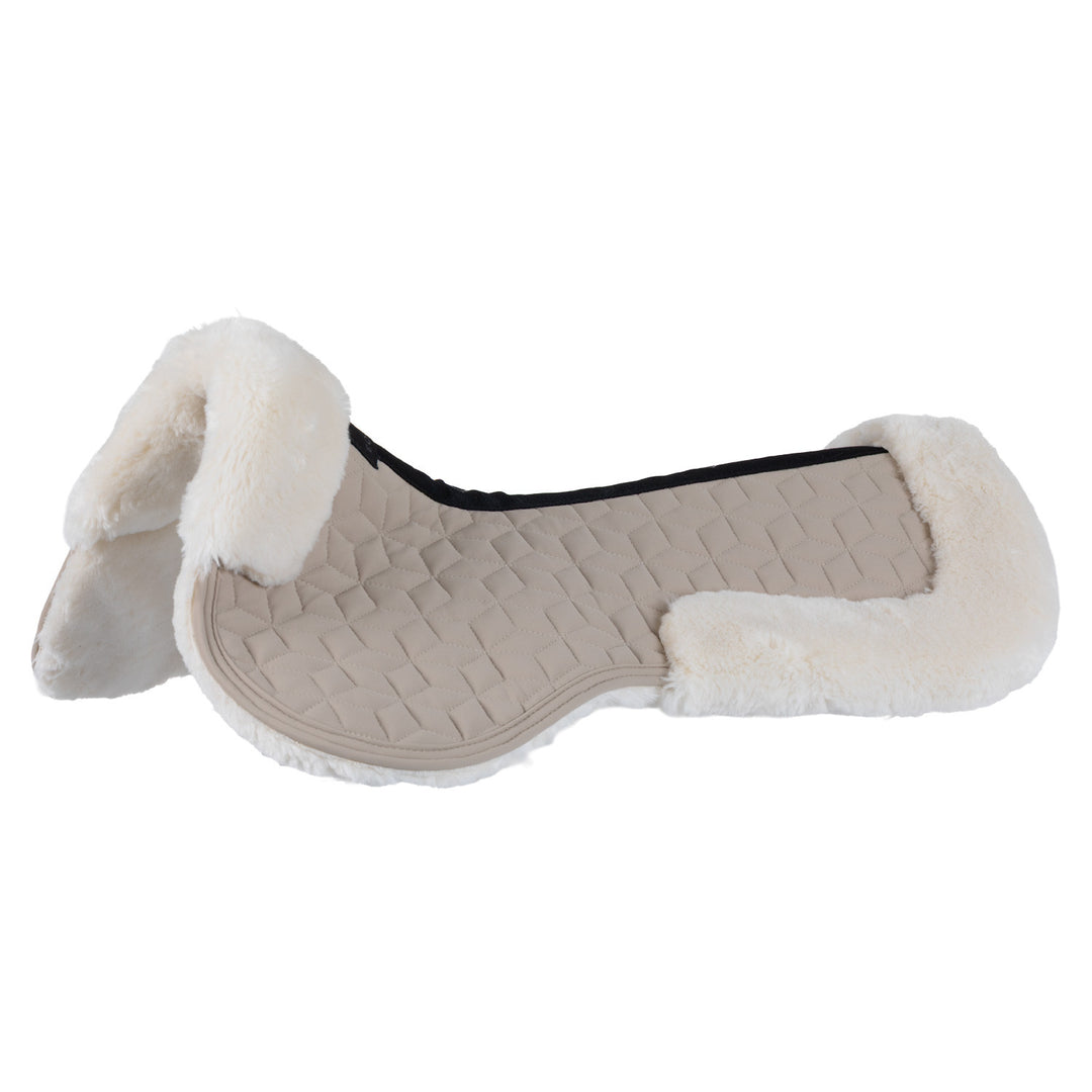 Pad In Technical Fabric And Sheepskin With Cube Quilting - Cobblestone / Antique White