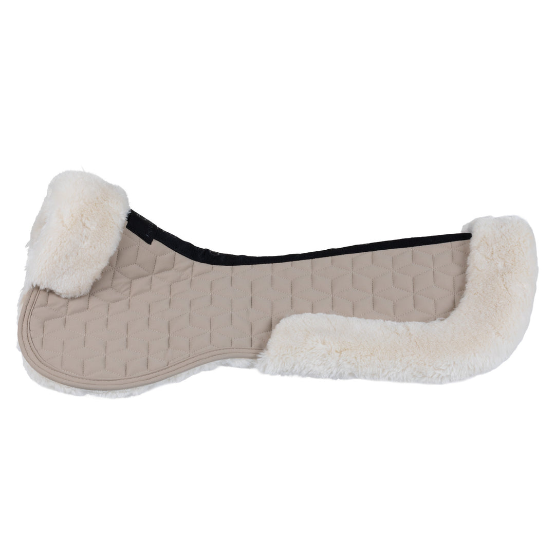 Pad In Technical Fabric And Sheepskin With Cube Quilting - Cobblestone / Antique White