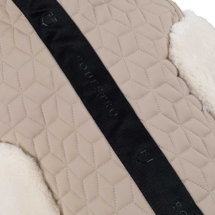 Pad In Technical Fabric And Sheepskin With Cube Quilting - Cobblestone / Antique White