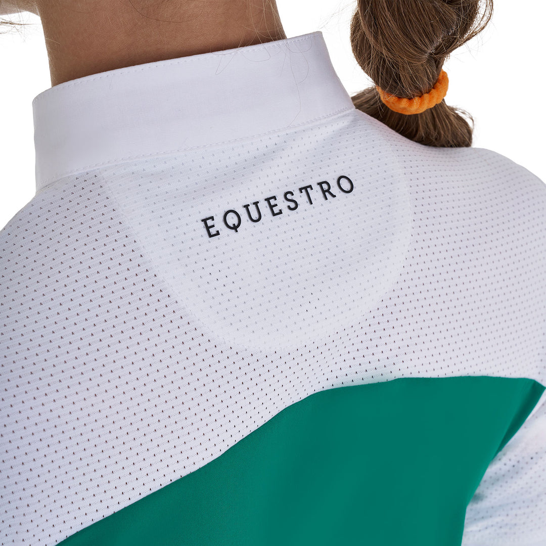 Girls' slim fit competition polo shirt with perforated fabric
