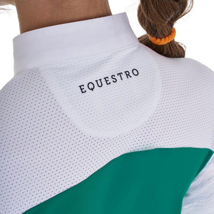 Girls' slim fit competition polo shirt with perforated fabric