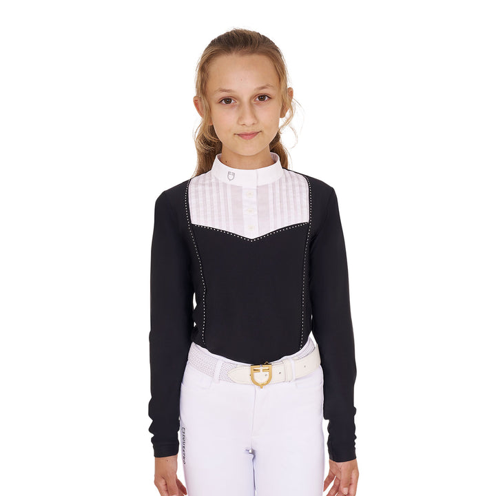 Girls' slim fit competition polo shirt rhinestones