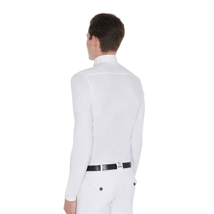 Men's long-sleeved polo shirt in technical fleece fabric