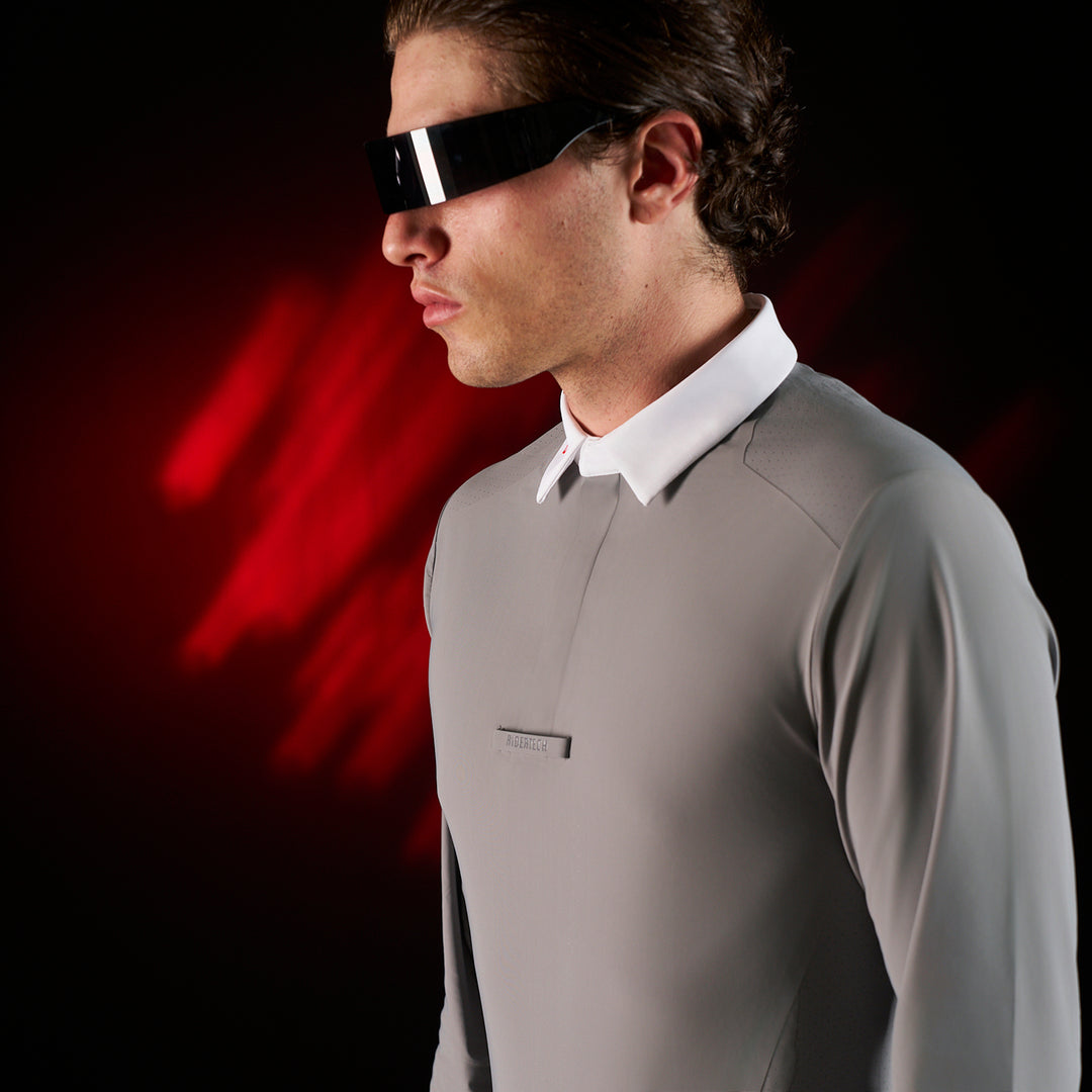 Ridertechnology men's competition polo shirt long sleeves and buttons