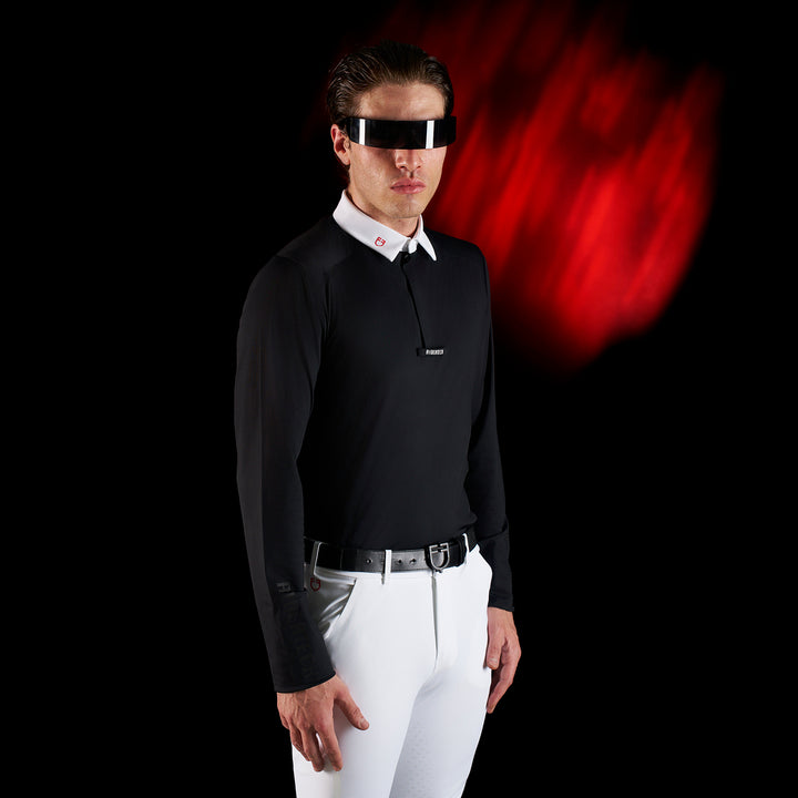 Ridertechnology men's competition polo shirt long sleeves and buttons
