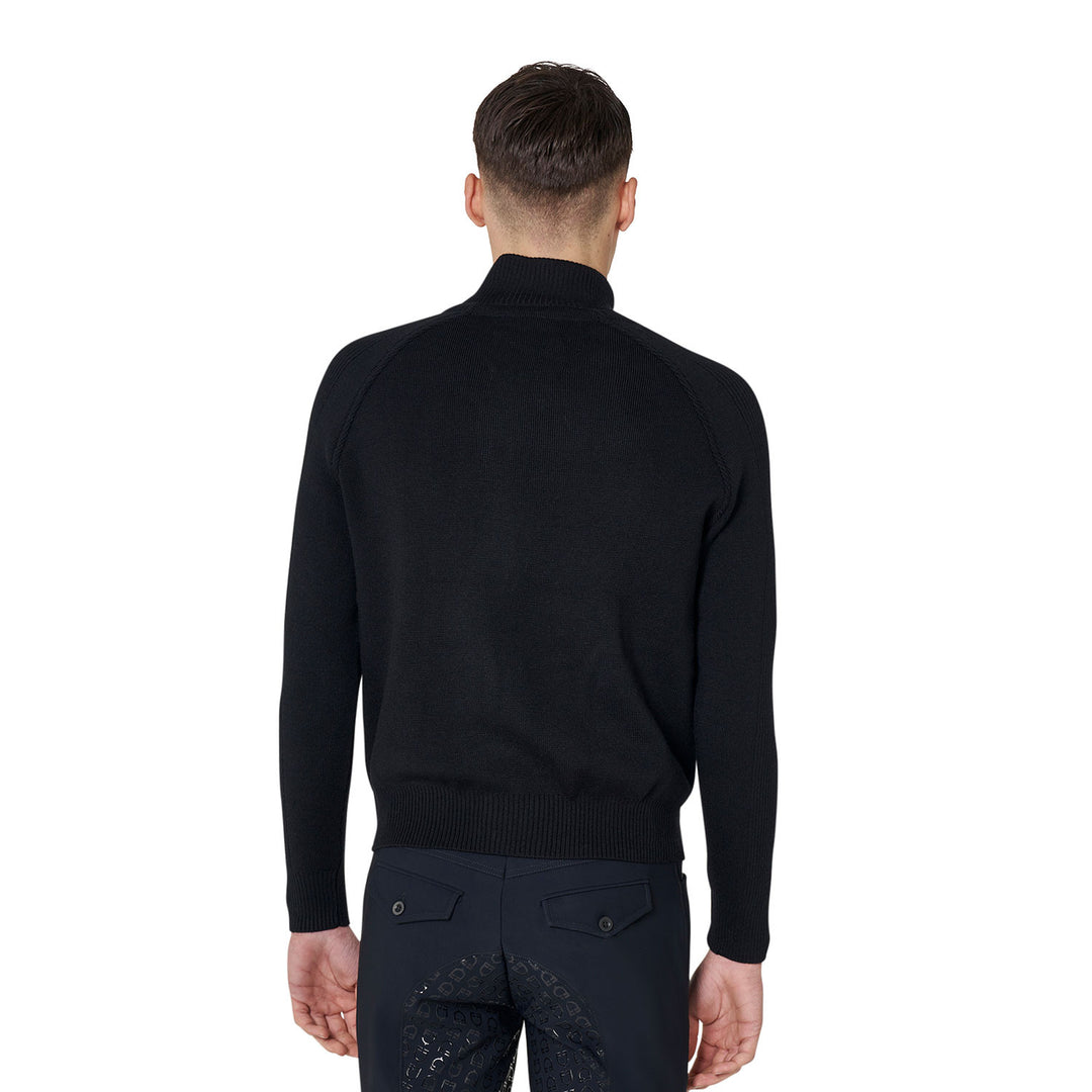 Men's Down Jacket With Knitted Sleeves - Black