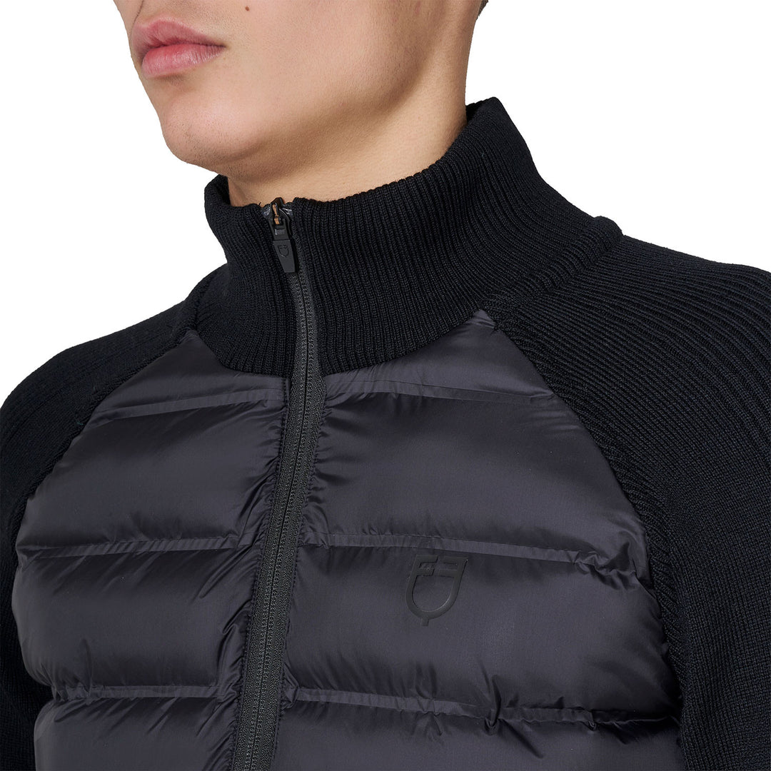 Men's Down Jacket With Knitted Sleeves - Black