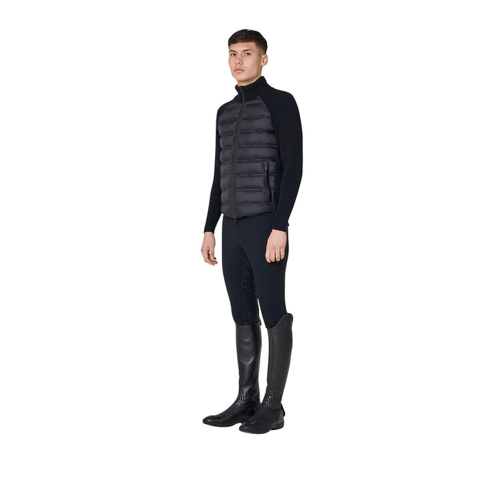 Men's Down Jacket With Knitted Sleeves - Black