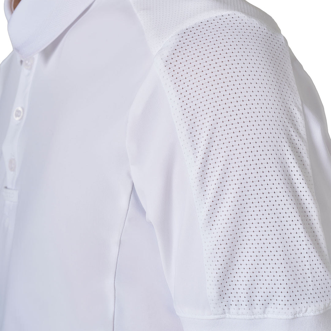 Men's Knit Insert Competition Polo Shirt - White / Pine Grove