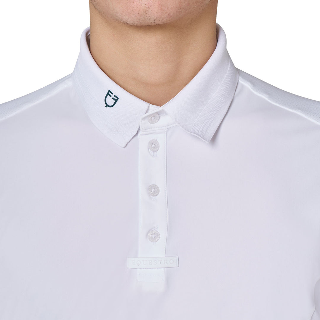 Men's Knit Insert Competition Polo Shirt - White / Pine Grove