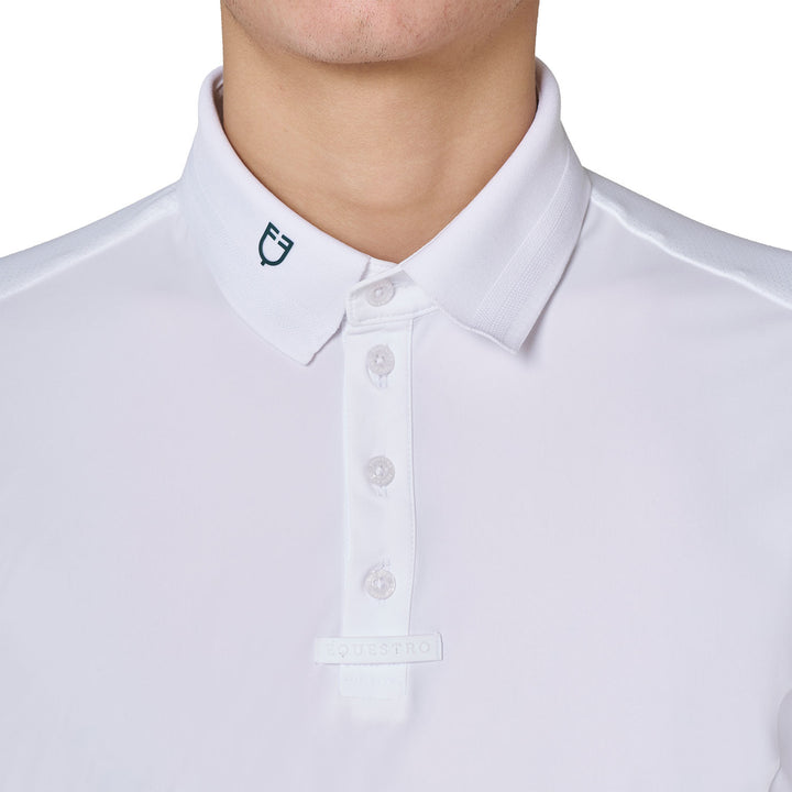 Men's Knit Insert Competition Polo Shirt - White / Pine Grove