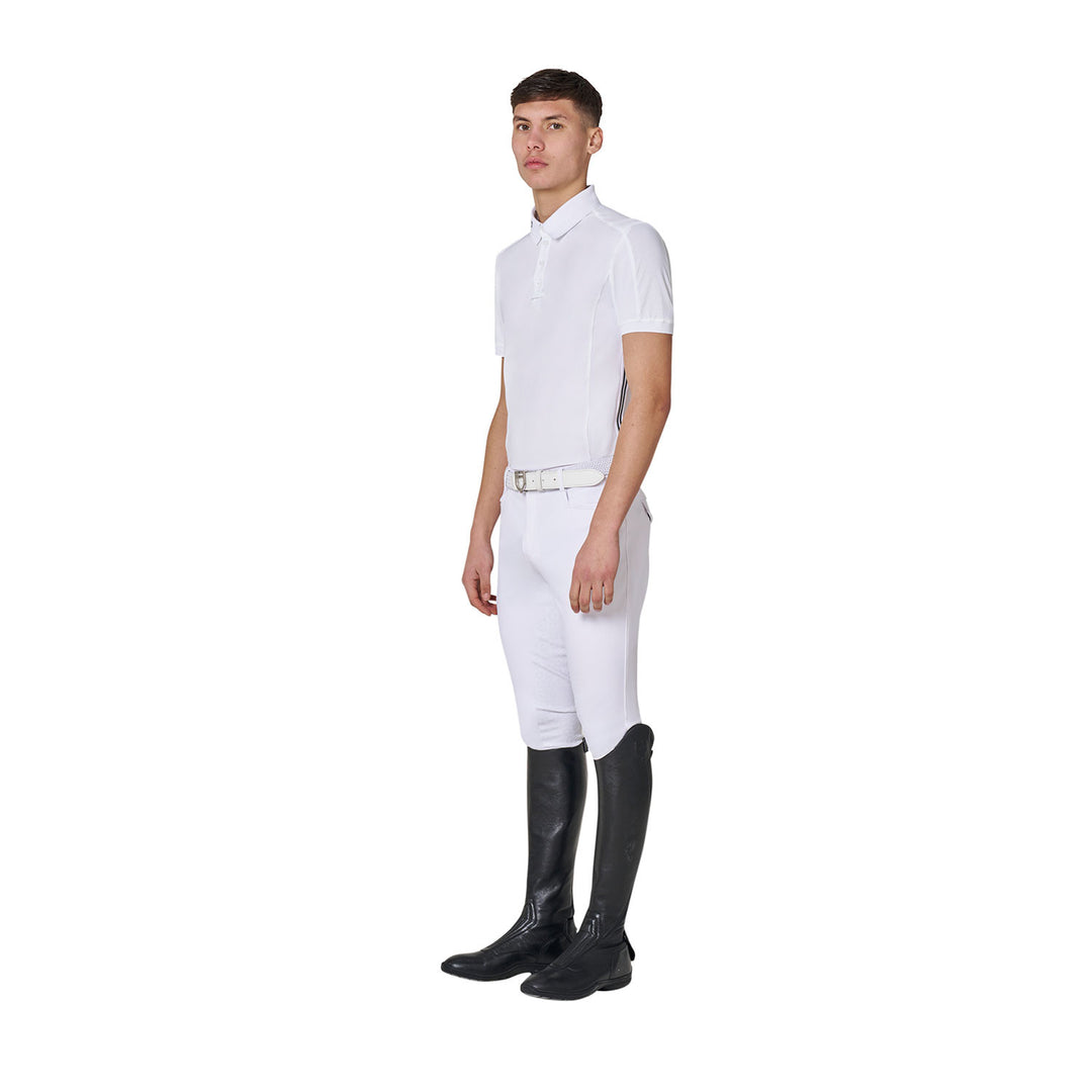 Men's Knit Insert Competition Polo Shirt - White / Pine Grove