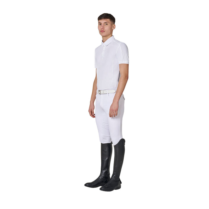 Men's Knit Insert Competition Polo Shirt - White / Pine Grove