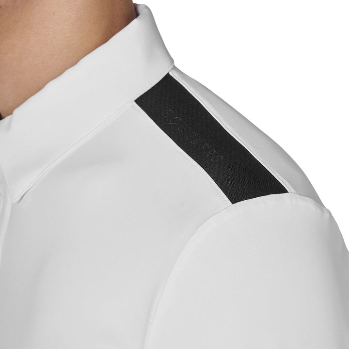 Men's Long-sleeved Competition Polo Shirt With Mesh Inserts - White
