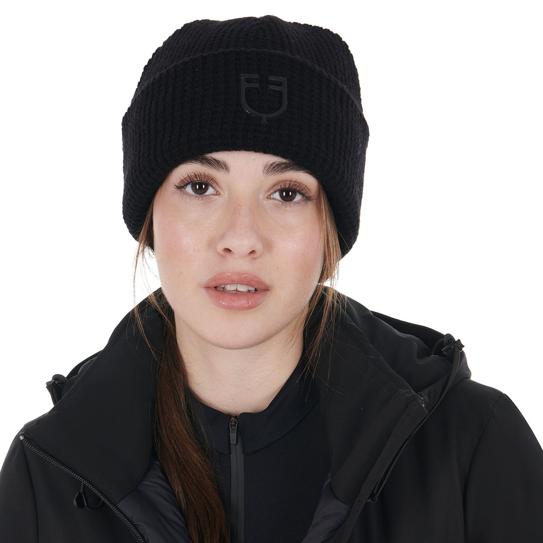 Unisex Knitted Texture Wool Beanie - Black