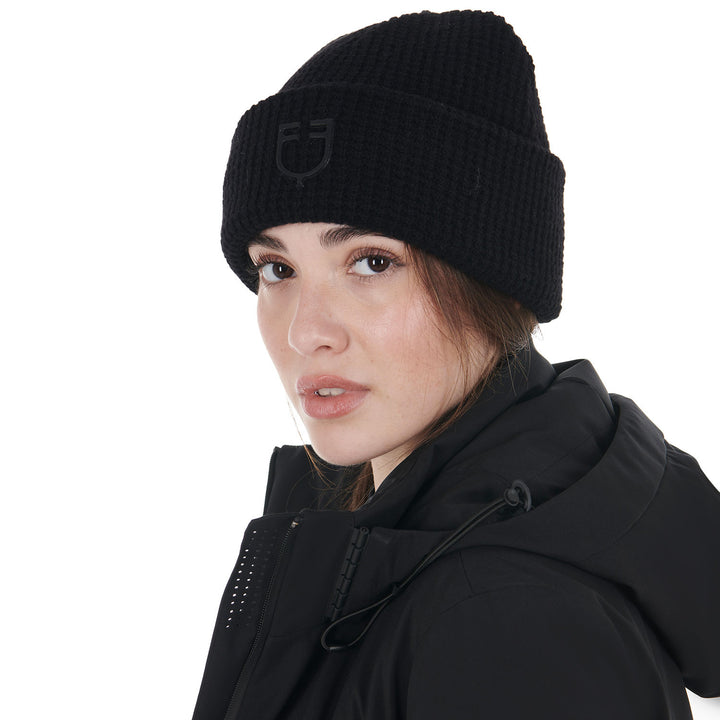 Unisex Knitted Texture Wool Beanie - Black