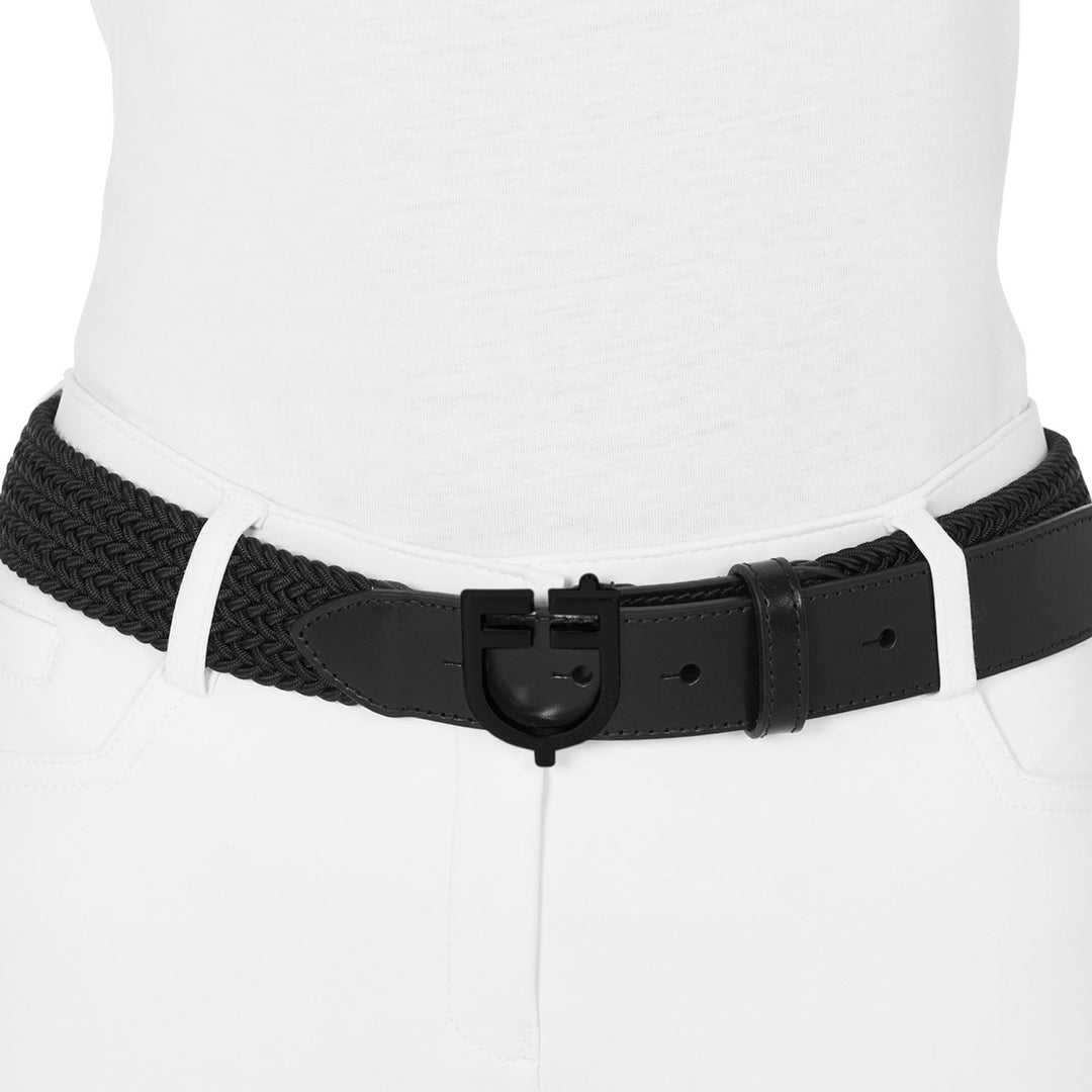 Elastic Belt With Black Logo Buckle
