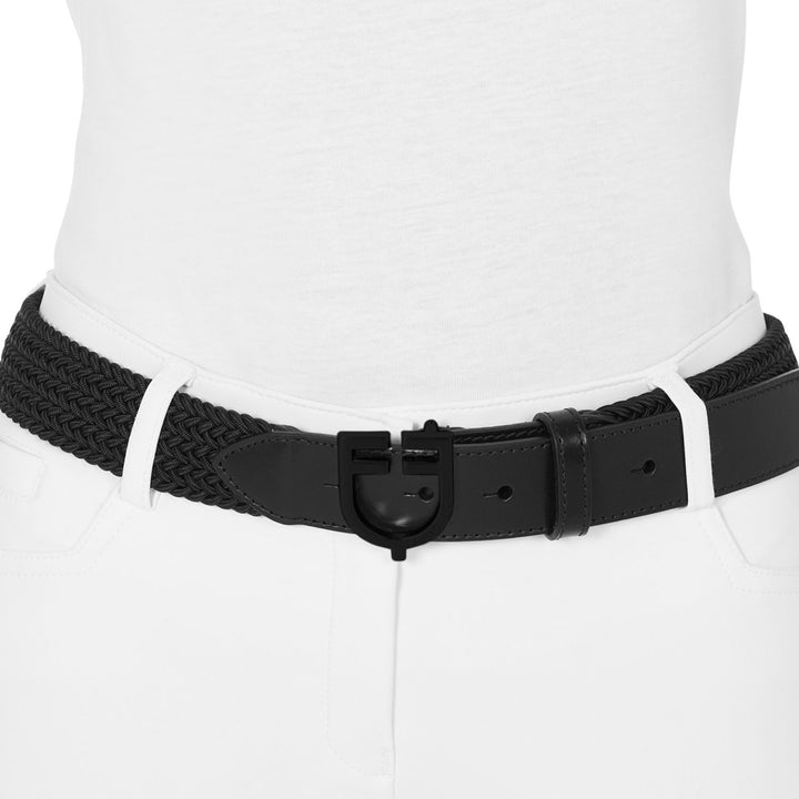 Elastic Belt With Black Logo Buckle