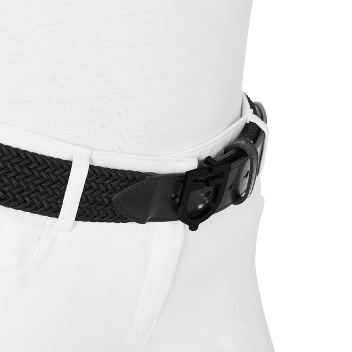 Elastic Belt With Black Logo Buckle