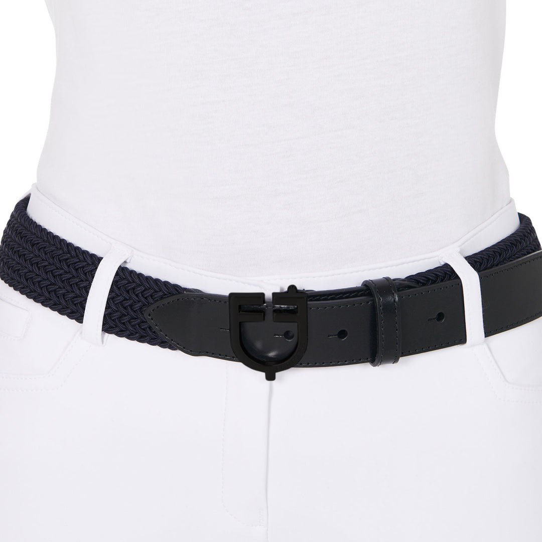 Elastic Belt With Black Logo Buckle